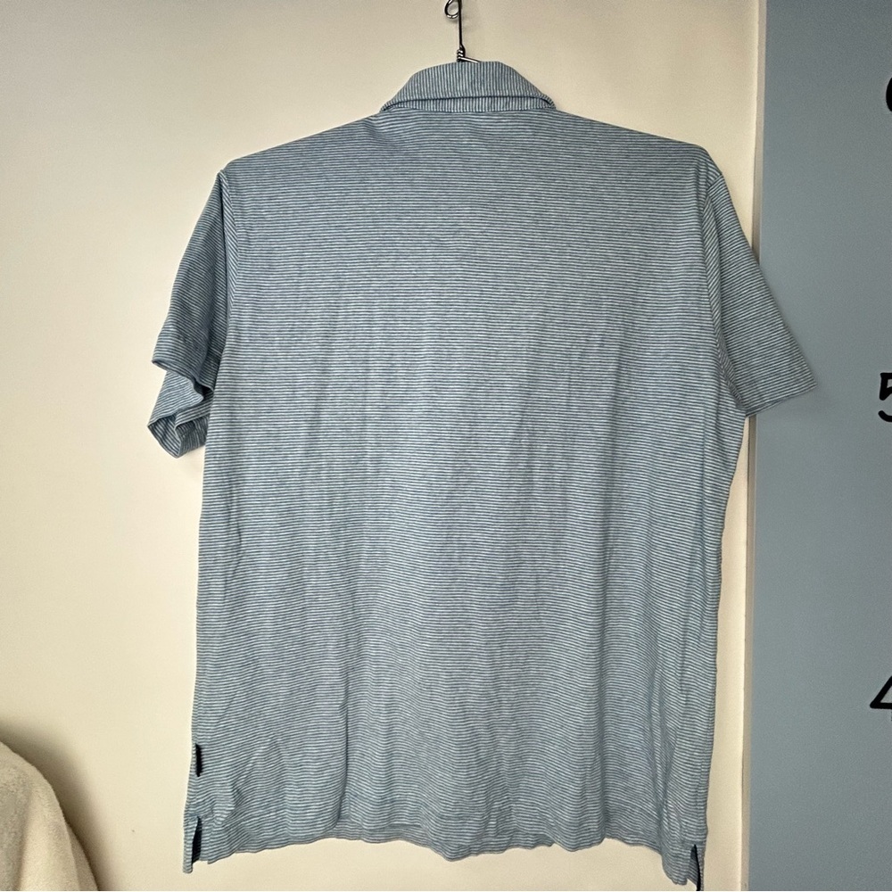 Patagonia Blue Striped Polo Shirt Short‎ Sleeve Casual Men's Large - Picture 10 of 15